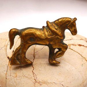 Old Vintage Brass Draft Horse Drawer Pull or Jewelry Making